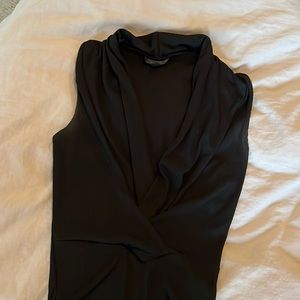 Topshop black ribbed deep v bodysuit